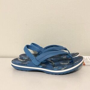 Crocs Kids' Crocband‎ Shark Strap Flip Flop Blue Size 9C Child Beach Summer